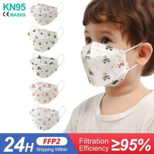 10PCS Cute Kids KN95 Mask CE FFP2 Mascarillas 4 Layers Children Mouth Mask child Respirator ffp2mask masques noirs 2-6 Years