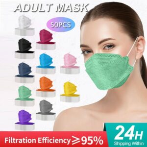 50PCS Adult Disposable Face Masks mascarillas fpp2 3D Designs 4-Ply Printed Breathable Face Mask security protection Kn95 ffp2
