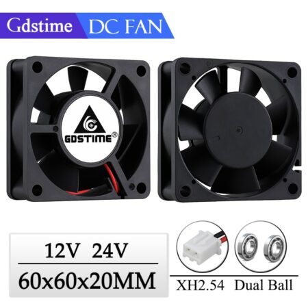 2 Pcs Gdstime 60x60x2 0mm 6020 12V 24V Dual Ball 3D Drucker Kühler Fan 60mm x 20mm Bürstenlosen