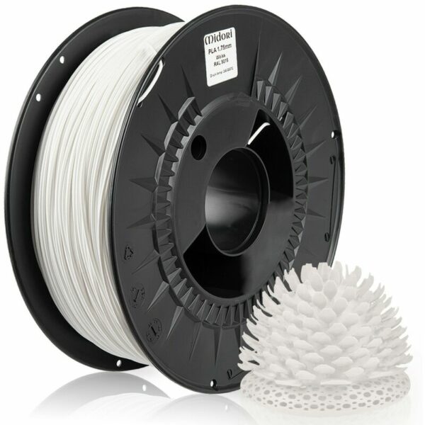 3 x MIDORI® 3D Drucker 1,75mm PLA Filament 1kg Spule Rolle Premium Weiß RAL9016 - Weiß