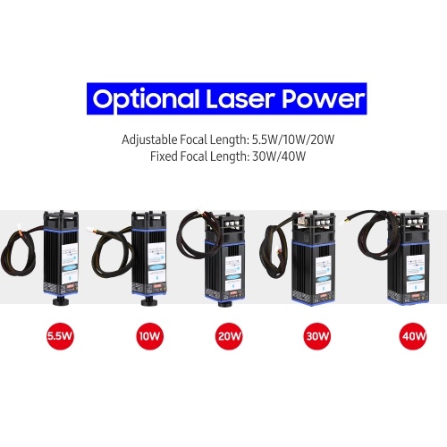 450nm 40W Lasermodul Feste Brennweite Lasergravurkopf Hochgeschwindigkeits-Lasergravierer Cutter 3D-Drucker CNC-Router Lasermodul für DIY Handwerk Holz Leder Stoff Papierschneiden Gravur