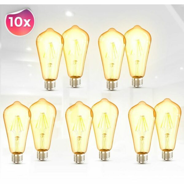 5x 2er-Set led Leuchtmittel Vintage Filament Industrie Lampe E27 Retro Glühbirne ST64 4W