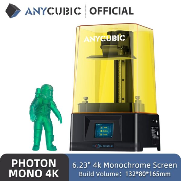 ANYCUBIC Photon Mono 4K 3D Drucker mit 6.23 "Monochrome Bildschirm LCD SLA UV Harz 3D Drucker