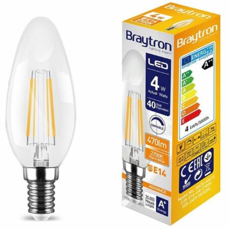 E14 Filament C35 | led | Leuchtmittel | Lampe | Birne | Leuchte | Beleuchtung | Form: Kerze | 4W | 400 Lumen | Dimmbar | warmweiß | 10 Stück