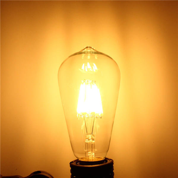 E27 ST64 8W Warmweiß Nicht dimmbar COB LED Retro-Edison-Glühlampen mit Filament 220V