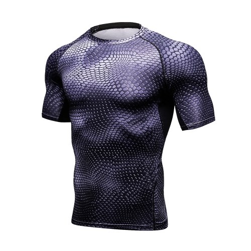 Herren Sport T-Shirt 3D-Druck O-Ausschnitt Kurzarm schnell trocknend dehnbar figurbetont Laufen Training Training Sportbekleidung
