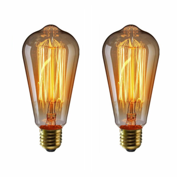 KINGSO 2Pcs/Pack E27 Edison Glühbirne Vintage Lampe Filament Retro ST64 40W 110V Warmweiß Ideal für Dekoration Antike Le