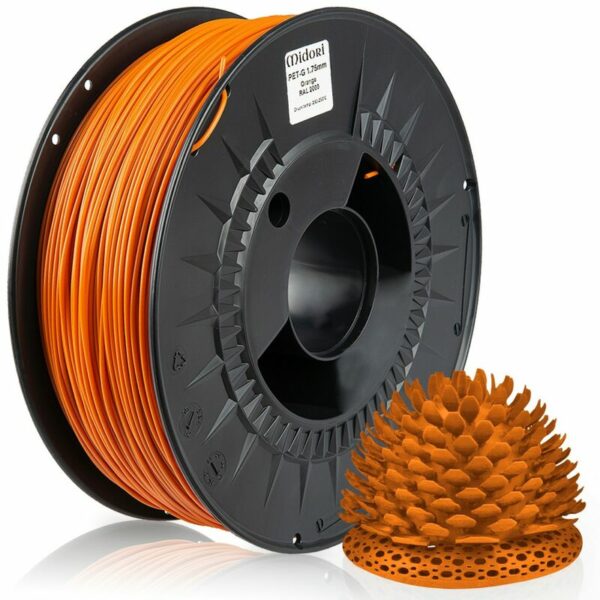 MIDORI® 3D Drucker 1,75mm PETG Filament 1kg Spule Rolle Premium Orange RAL2000 - Orange