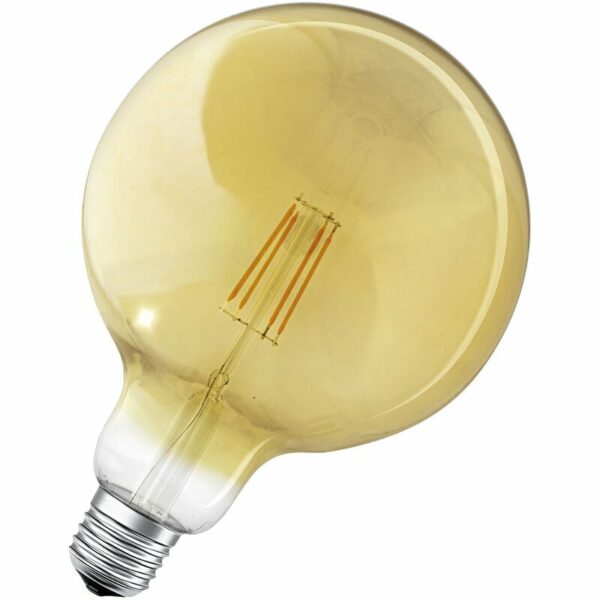 Smarte LED-Lampe mit ZigBee, Sockel E27, Dimmbar, Warmweiß (2400K), Goldene Globeform, Klares Filament, Ersatz für 55W-Glühbirnen, steuerbar mit