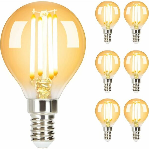 6 Stück led Gluehbirne E14 Vintage Lampe - G45 Leuchtmittel edison Light Bulb 2700K 4W Glühlampe Warmweiß Filament Retro Birne Glas Antike