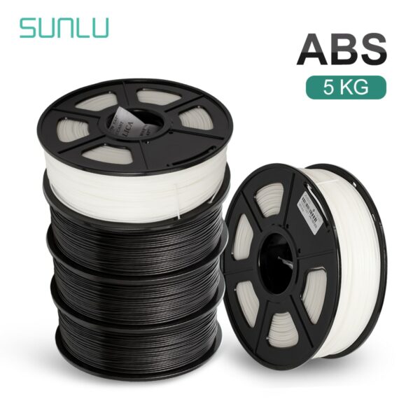 SUNLU 3D Printer Filament 1.75mm 1KG 5 Rolls Black & White ABS 3D Printing Filament 3D Printing Material for 3D Printer