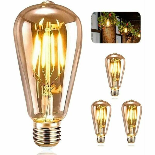 Stück LED-Edison-Glühbirnen, E27-LED-Leuchtmittel, Retro-Dekorationsleuchten, antike Retro-Edison-ST64-4-W-LED-Filament-Warmweiß