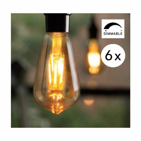 ZMH 6xE27 LED Edison Gluehbirne Vintage Glühlampe Warmweiß 2700K Gluehbirne 4W Dekorative Filament Lampen ST64 Antike Bulb für Nostalgie und Retro