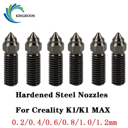 1/3PCS For Creality K1 Nozzle Hardened Steel Nozzle Kit 0.2/0.4/0.6/0.8/1.0/1.2mm for K1 FDM 3D Printer Parts Non Stick Filament