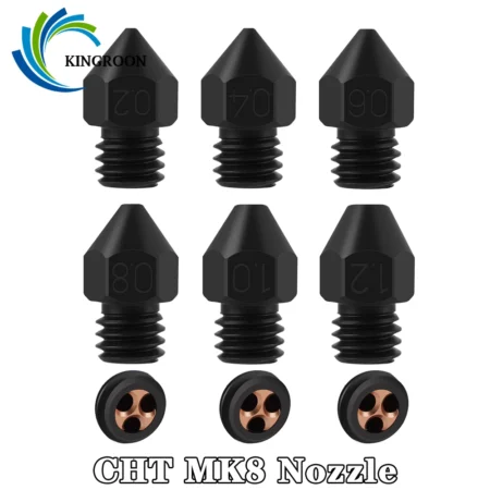 1/3pcs Clone CHT Nozzle MK8 Hardened Steel Nozzle Mk8 Nozzle Cht 0.4 0.6 0.8 1.0 High flow 1.75mm Filament 3D Printer Nozzles