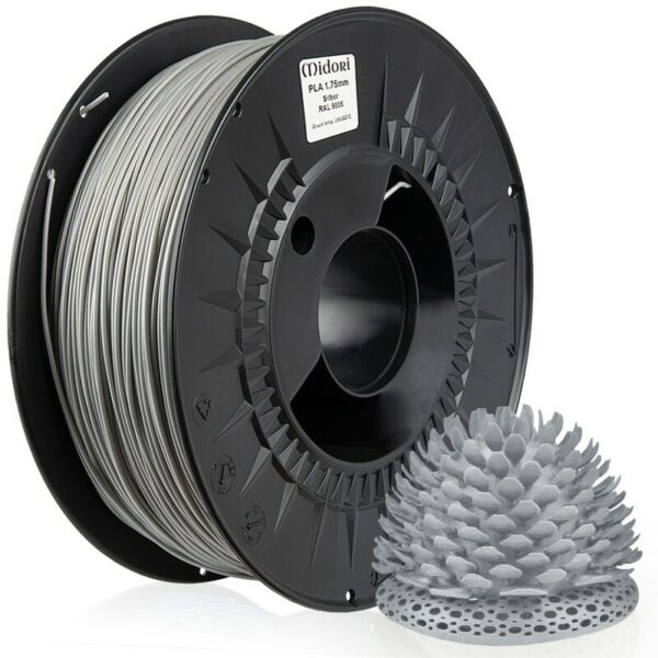 20 x Midori 3D Drucker 1,75mm pla Filament 1kg Spule Rolle Premium Silber RAL9006 - Silber