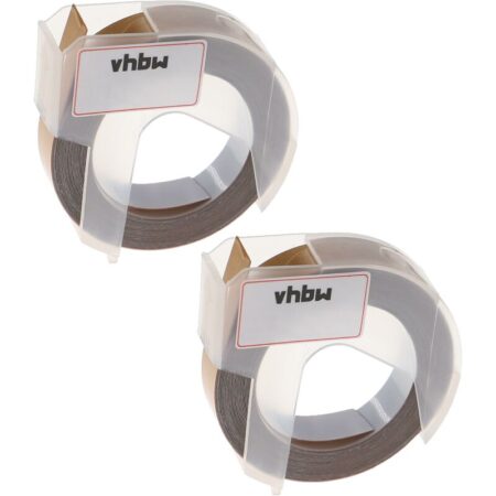 2x 3D Prägeband-Schriftband-Kassette kompatibel mit Dymo 1535, 1540, 1550, 1570, 1575, 1745, 1755 Etiketten-Drucker 9mm Weiß auf Gold - Vhbw