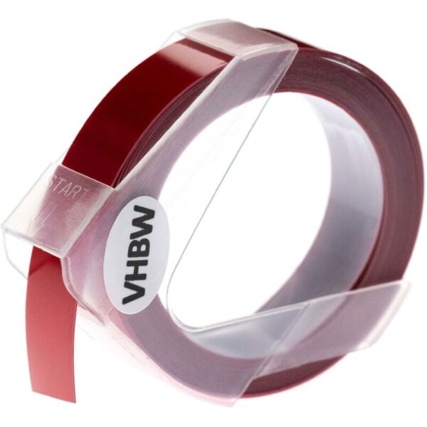 3D Prägeband-Schriftband-Kassette Ersatz für Dymo 0898152 für Etiketten-Drucker 12mm Weiß auf Rot - Vhbw