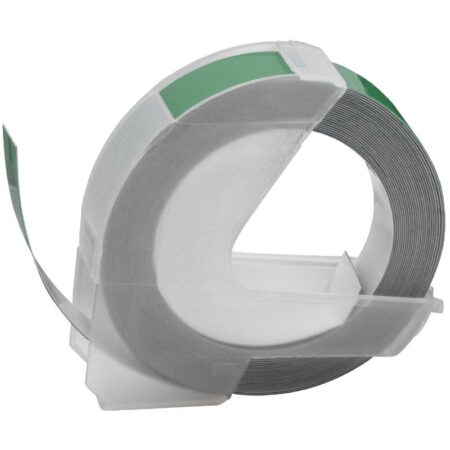 3D Prägeband-Schriftband-Kassette Ersatz für Dymo S0898160, 520105, 0898160 für Etiketten-Drucker 9mm Weiß auf Grün - Vhbw