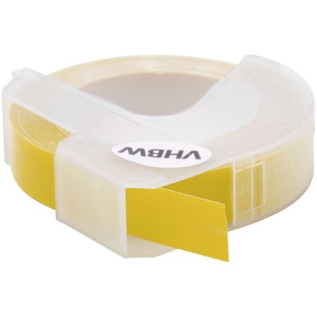 3D Prägeband-Schriftband-Kassette kompatibel mit Dymo 1535, 1540, 1550, 1570, 1575, 1745 Etiketten-Drucker 9mm Weiß auf Gelb - Vhbw