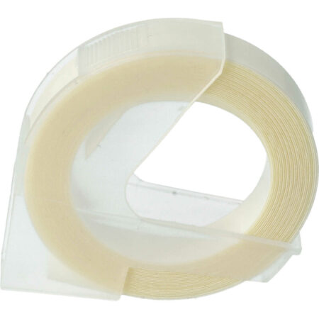 3D Prägeband-Schriftband-Kassette kompatibel mit Dymo 1535, 1540, 1550, 1570, 1575, 1745 Etiketten-Drucker 9mm Weiß auf Transparent - Vhbw