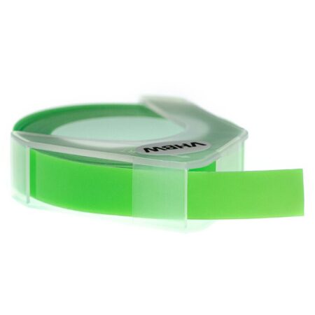 3D Prägeband-Schriftband-Kassette kompatibel mit Dymo 1535, 1540, 1550, 1570, 1575 Etiketten-Drucker 9mm Weiß auf Neon-Grün - Vhbw