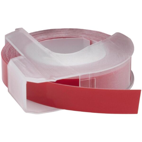 3D Prägeband-Schriftband-Kassette kompatibel mit Motex 5500A, 5500B Etiketten-Drucker 9mm Weiß auf Rot - Vhbw