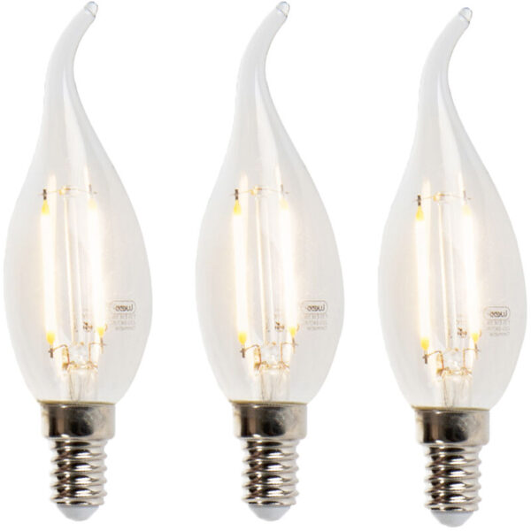 3er-Set LED-Filament-Kerzenlampe E14 3W 2700K 250lm F35 dimmbar klar