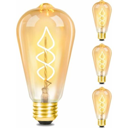 3x Edison Gluehbirne E27 led 4W Vintage Glühlampe Dekorative Antike Lampen ST64 Warmweiß 2200K Filament Bulb für Nostalgie Retro Beleuchtung im Haus