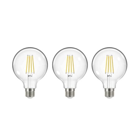 LED-Filament, klar, E27, G95, 3,8W, 3000K, 806lm, 3er-Set