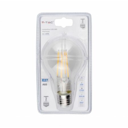 LED-Glühbirne E27 8W A65 Filament 2700K (Blister 1 Stück) - V-tac