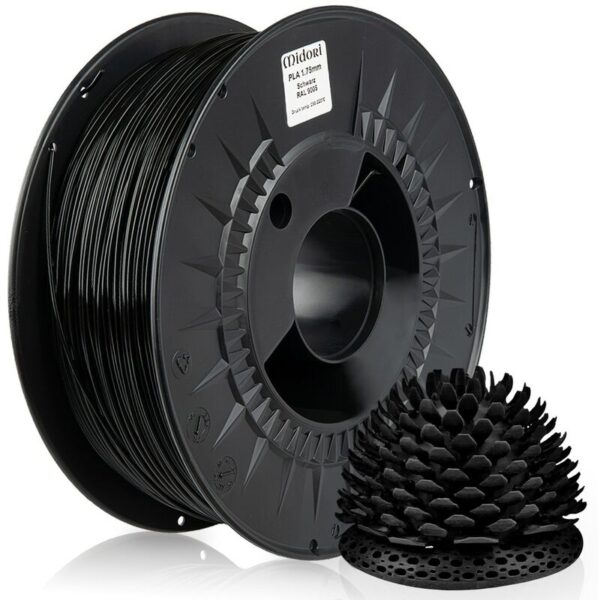 Midori - 2 x ® 3D Drucker 1,75mm pla Filament 1kg Spule Rolle Premium Schwarz RAL9005 - Schwarz