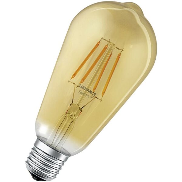 Smarte LED-Lampe mit ZigBee, Sockel E27, Dimmbar, Warmweiß (2400K), Goldene Edisonform, Klares Filament, Ersatz für 55W-Glühbirnen, steuerbar mit