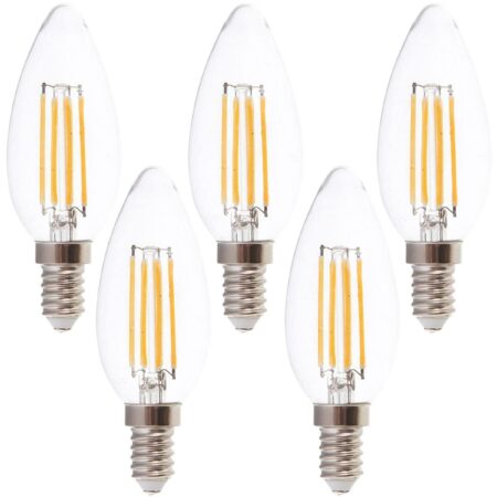 V-TAC LED-Filament-Lampe VT-1986-N, E14, EEK: F, 4W, 400lm, 3000K, 5 Stück