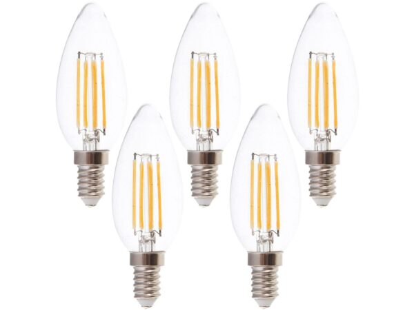 V-TAC LED-Filament-Lampe VT-1986-N, E14, EEK: F, 4W, 400lm, 3000K, 5 Stück