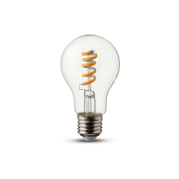 VT-2164 LED-Glühbirne mit Spiraleffekt, Filament 4 w, E27, A60, transparentes Glas, warmweißes Licht 2700 k - 7336 - Transparent - V-tac