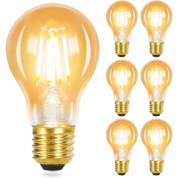 ZMH - 6 Stück led Gluehbirne E27 Vintage Lampe - A60 Leuchtmittel edison Light Bulb 2700K 4W Glühlampe Warmweiß Filament Retro Birne Glas Antike