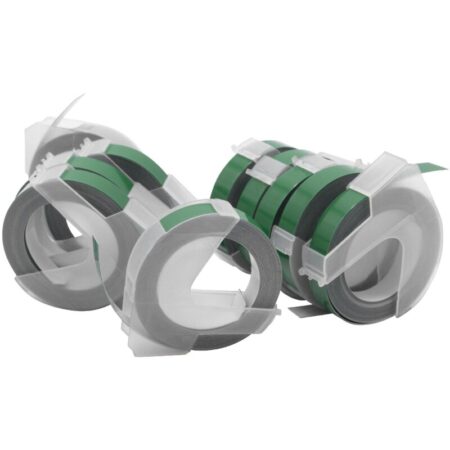 10x 3D Prägeband-Schriftband-Kassette Ersatz für Dymo S0898160, 520105, 0898160 für Etiketten-Drucker 9mm Weiß auf Grün - Vhbw