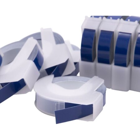 10x 3D Prägeband-Schriftband-Kassette kompatibel mit Dymo 1535, 1540, 1550, 1570, 1575, 1745 Etiketten-Drucker 9mm Weiß auf Blau - Vhbw