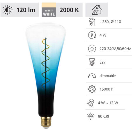 12274 led filament Leuchtmittel E27 gradient L:28cm Ø:11cm dimmbar 2000K - Eglo
