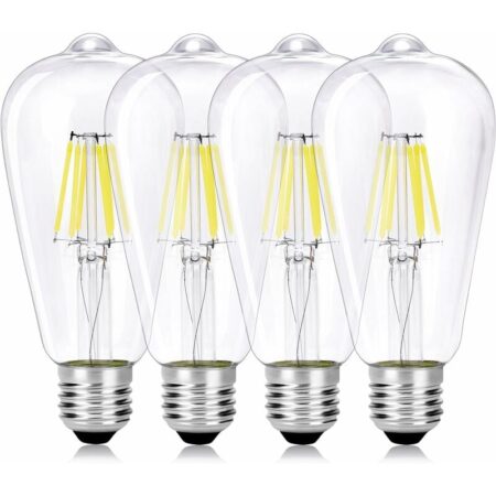 4stuck 6W Vintage Edison led Glühbirne, E27 ST64 Antike led Filament Lampe(6000K Kaltweiß, Nicht dimmbar) Ideal für Nostalgie und Retro Beleuchtung