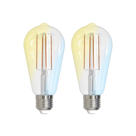 Prios Smart LED Filament, 2er-Set, E27, ST64, 7W, Tuya, klar