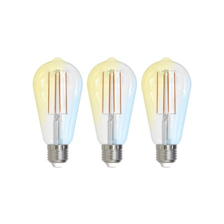 Prios Smart LED Filament, 3er-Set, E27, ST64, 7W, Tuya, klar
