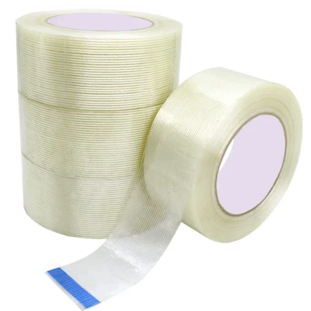 Self Adhesive Bi-directional Mono Striped Cross Reinforced Package Strapping Fiberglass Filament Adhesive Tape For Heavy Stuff
