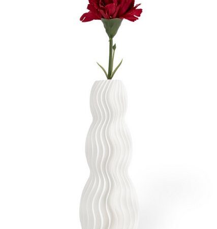 Shapes - Decorations Dekovase Wave Three - Exclusive by Martin Žampach, Vase, 10 Farben, 3D-Druck (Einzelmodell, Vase mit Borosilikatglas zur Nutzung mit Wasser), Wasserdicht, Leichte Struktur innerhalb des Materials (Rillung)