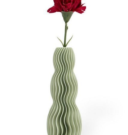 Shapes - Decorations Dekovase Wave Three - Exclusive by Martin Žampach, Vase, 10 Farben, 3D-Druck (Einzelmodell, Vase mit Borosilikatglas zur Nutzung mit Wasser), Wasserdicht, Leichte Struktur innerhalb des Materials (Rillung)