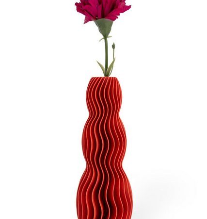 Shapes - Decorations Dekovase Wave Three - Exclusive by Martin Žampach, Vase, 10 Farben, 3D-Druck (Einzelmodell, Vase mit Borosilikatglas zur Nutzung mit Wasser), Wasserdicht, Leichte Struktur innerhalb des Materials (Rillung)