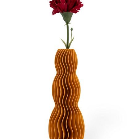 Shapes - Decorations Dekovase Wave Three - Exclusive by Martin Žampach, Vase, 10 Farben, 3D-Druck (Einzelmodell, Vase mit Borosilikatglas zur Nutzung mit Wasser), Wasserdicht, Leichte Struktur innerhalb des Materials (Rillung)