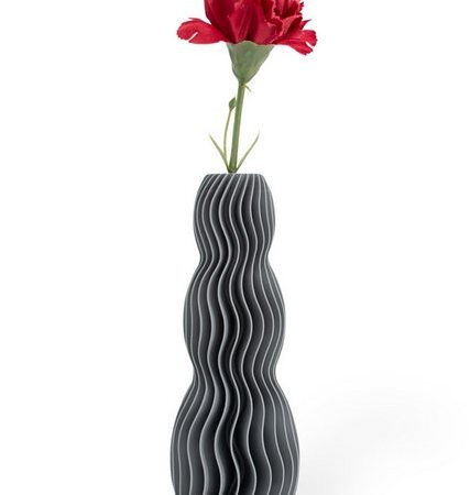 Shapes - Decorations Dekovase Wave Three - Exclusive by Martin Žampach, Vase, 10 Farben, 3D-Druck (Einzelmodell, Vase mit Borosilikatglas zur Nutzung mit Wasser), Wasserdicht, Leichte Struktur innerhalb des Materials (Rillung)