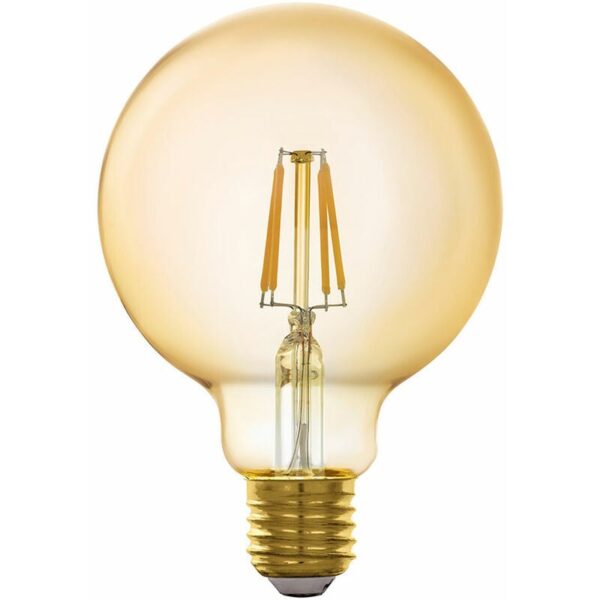 Smart led Leuchtmittel Vintage Filament Glühbirne E27 Retro Edison Lampe Kugel dimmbar, Glas amber, App Steuerung 5,5W 500Lm 2200K warmweiß, DxH